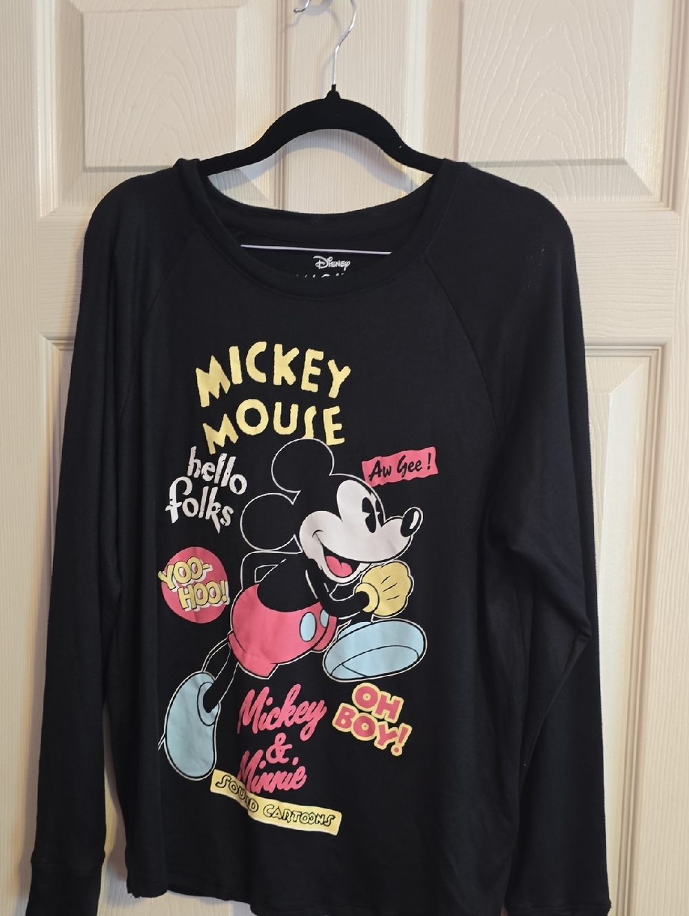 Disney Black Mickey‎ Mouse Retro Cartoon Graphic Long Sleeve Top